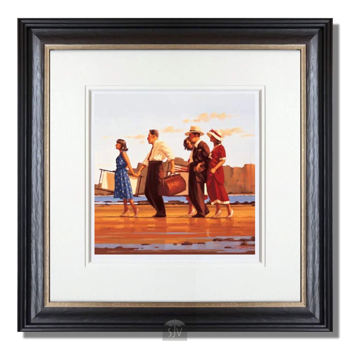 Oh Happy Days Jack Vettriano Beach scene framed
