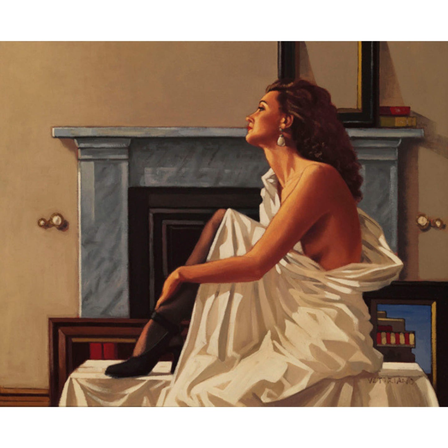 Load image into Gallery viewer, Model in White Limited Edition Print Jack Vettriano

