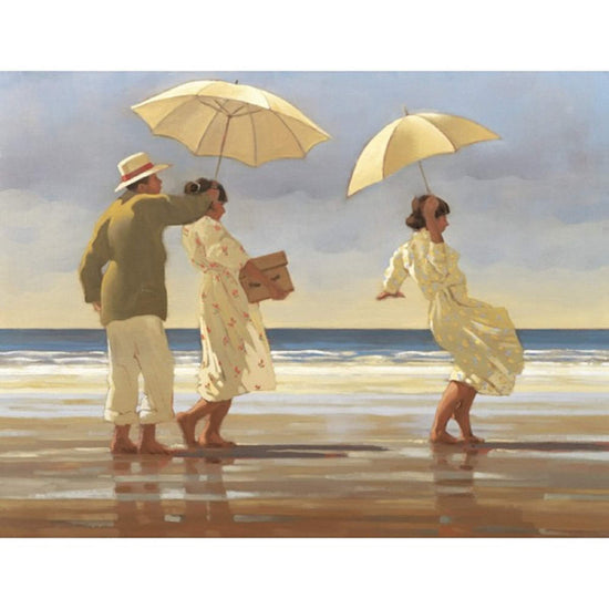 The Picnic Party by Jack Vettriano people on a beach